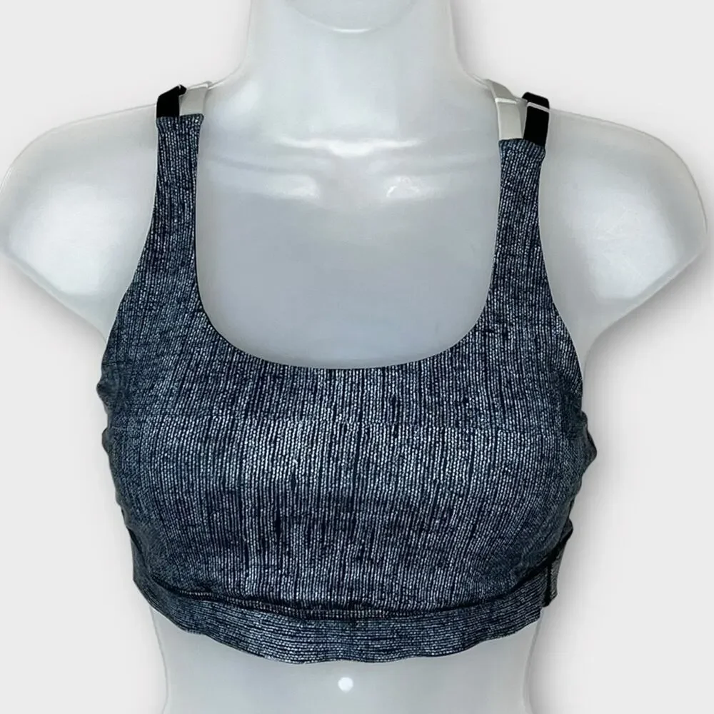 LULULEMON Energy Bra Black Dune Stripe Double Criss cross Straps size 6